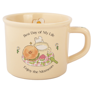 蓝莲花陶瓷耐高温可加热大杯子家用可爱水杯瓷杯早餐杯马克杯咖啡