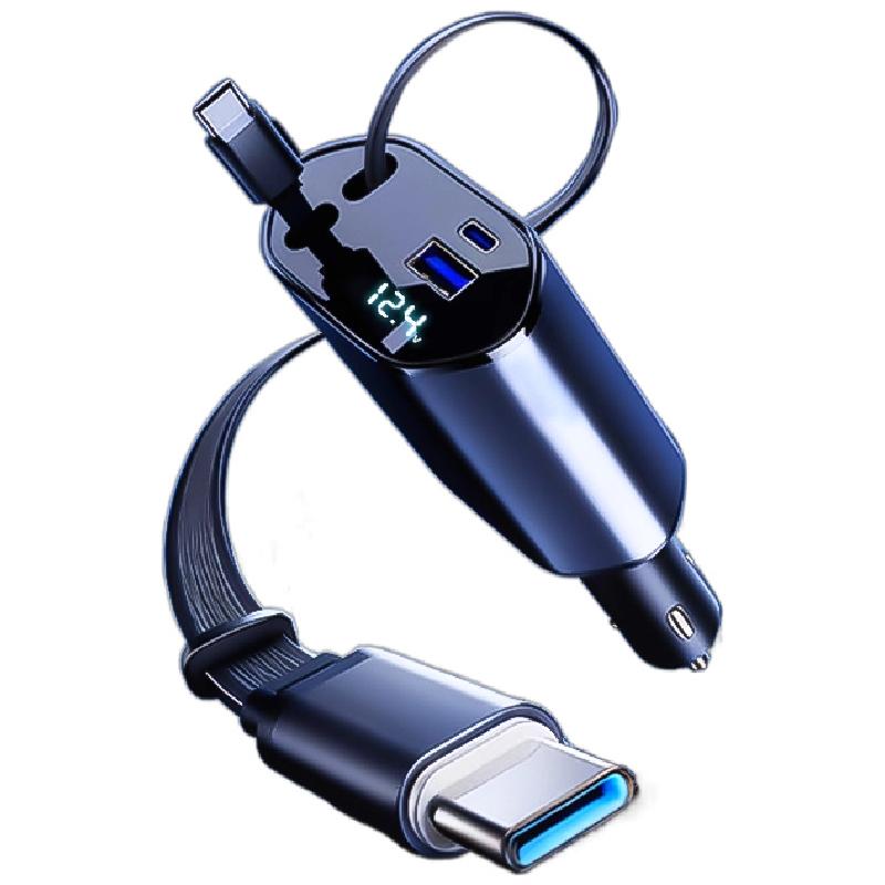 2025新款车载充电器超级快充快速充点烟器充电头转换头车充拖二