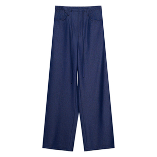 NancyCavally专柜款轻薄垂坠感天丝牛仔 遮胯显腿长抽绳阔腿神裤