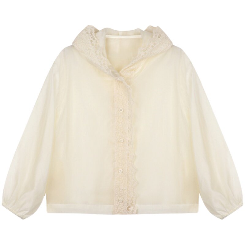 Amybaby女童套装2026新款夏季仙女风出游韩系蕾丝花边连帽防晒衣