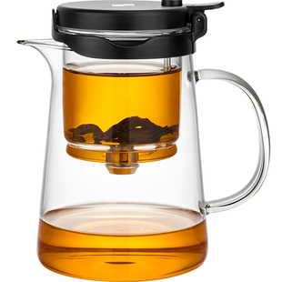 邦田 纯玻璃内胆飘逸杯按压式沏茶壶办公室泡茶神器懒人杯漂移壶