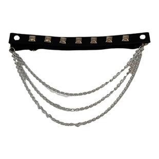 pu腿环女性感个性街拍腿圈朋克酒吧吊袜带皮柳钉黑色流苏链条腿链