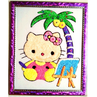 珍珠泥雪花泥粘土画套装儿童diy手工沙画制作立体彩泥画带框泡沫