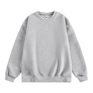 XAKA400g重磅圆领套头无帽卫衣男春秋季简约基础款纯色百搭打底衫