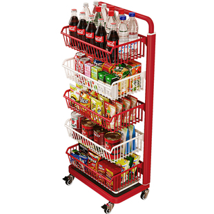 多巴胺小推车置物架客厅家用带轮柜边放儿童玩具零食水果收纳架子
