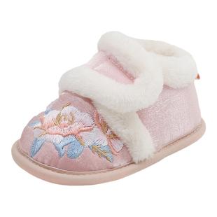 汉服鞋女童冬宝宝手工棉鞋周岁鞋冬季布鞋1一2岁国风婴儿过年鞋子