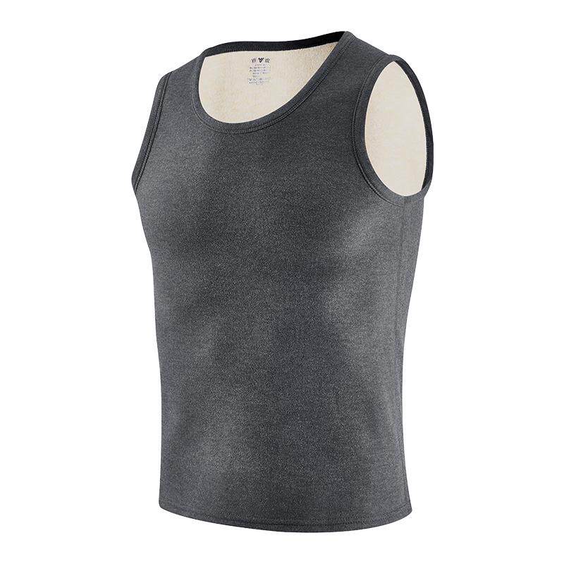 雅鹿羊毛蚕丝男士保暖背心加绒加厚打底内衣发热马甲保温上衣冬季