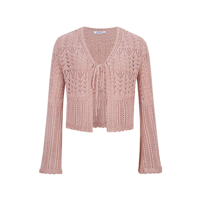 缕空针织开衫外套系带罩衫上衣女