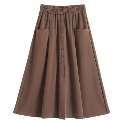 半身裙女秋冬新款ins潮百搭美拉德加绒a字高腰显瘦休闲中长款裙子