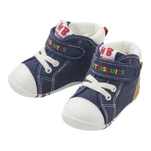 MikiHouse热饼干牛仔小熊一段二段帆布学步机能鞋学步鞋