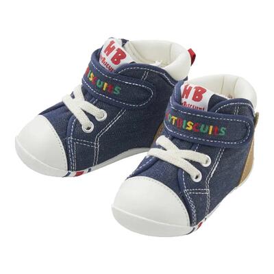 日本直邮MikiHouse热饼干牛仔小熊一段二段帆布学步机能鞋学步鞋