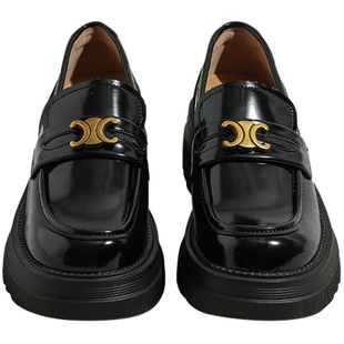 金扣乐福鞋女2026春季新款真皮厚底乐福小皮鞋英伦风粗跟增高单鞋