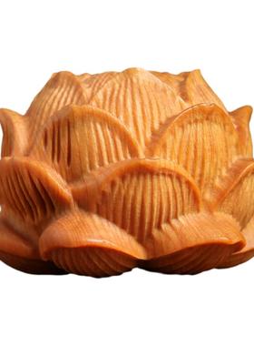 天然崖柏木莲花香插摆件