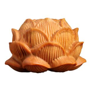 天然崖柏木莲花件个性香插茶宠茶台摆件禅意文玩事业有成手把件