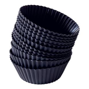 出口美国 黑色马芬杯硅胶蛋糕模具12个套装 光波炉微波炉烤箱模具