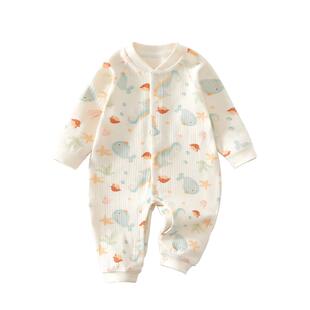 婴儿衣服秋季舒绒长袖连体衣66码薄款贴身宝宝秋装内衣男新款a类3