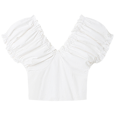 HaloLuu法式白色泡泡袖上衣