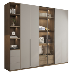 轻奢玻璃门衣柜家用卧室现代简约网红衣帽间组合三四五六八门衣橱