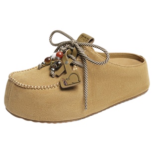 红蜻蜓baby同款卡皮巴拉加绒勃肯鞋女冬季增高厚底女鞋毛绒半拖鞋