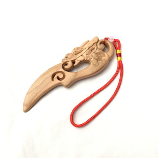 桃木龙刀剑手工雕刻盘龙祥云宝刀儿童车挂饰挂坠盘玩手把件小弯刀