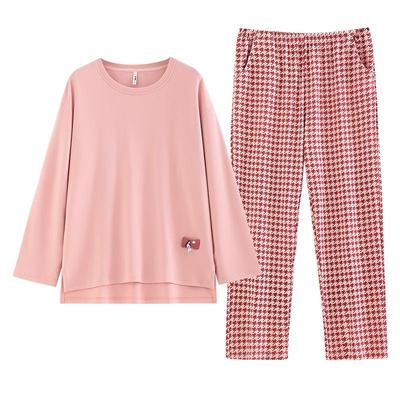 睡衣女春秋款纯棉带胸垫家居服