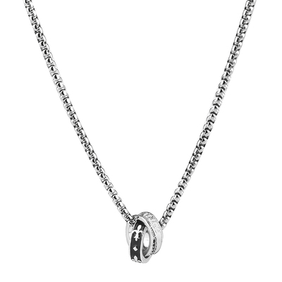 黑白克洛花字母双环高级感项链