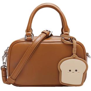 百丽包包女新款吐司包保龄球包女友礼物斜挎包手提波士顿包X7167C