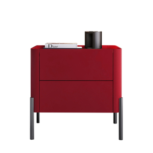 烤漆床头柜意式极简简约现代轻奢高端设计师卧室玻璃台面储物边柜