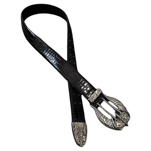 DFDG复古重工鸾凤骨鹰皮带漆面鳄鱼皮小众设计感vintage美式皮带