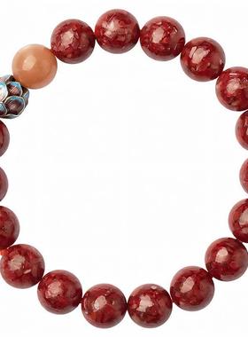 朱砂古法蓝莲花佛珠手镯链串