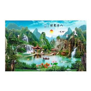 山水画墙纸自粘风景画墙贴画壁画客厅背景墙办公室装饰画墙画贴纸