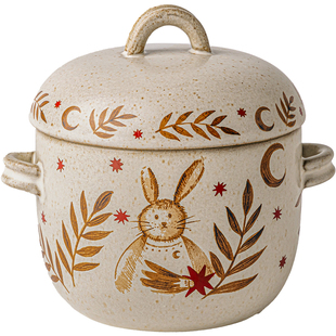 巷子尾〖精致复古〗带盖双耳小炖盅一人份陶瓷汤盅燕窝炖碗蒸蛋盅