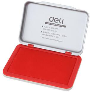 得力9891印泥印台红色硬泥盖章印泥盒快干速干印章大号印尼按手印油指纹方形办公用品小号便携硬泥盖章红方印