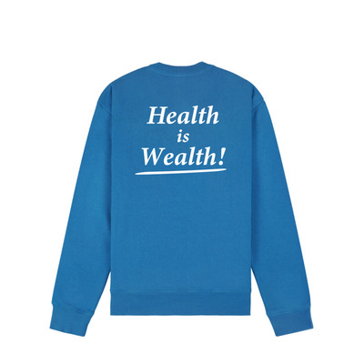 Sporty&Rich Sports系列男女同款经典巴黎蓝slogan宽松圆领卫衣