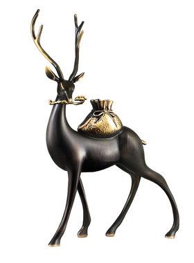 喜乐桃桃客厅桌面寿桃 仙桃 蟠桃铜鹿摆件家居装饰工艺品生日礼物