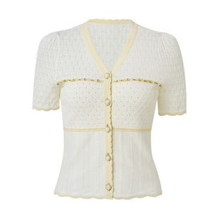 【SGPR】千金v领修身套头毛衫肌理感上衣夏淡人穿搭