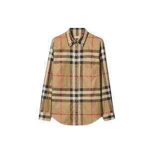 【新款】BURBERRY 女装 修身版型格纹棉质衬衫 81118561