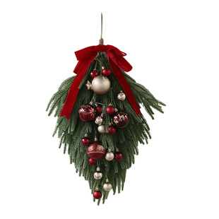 米子家居高级复古圣诞装饰花环门挂壁饰法式仿真诺贝松倒挂藤条