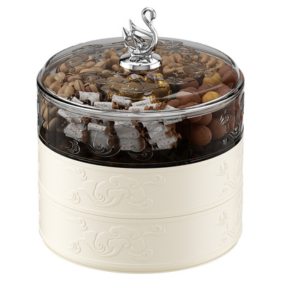 透明旋转360零食干果分格摆放盘