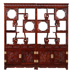 国标红木印尼黑酸枝博古架中式古典多宝阁置物架阔叶黄檀隔断柜架