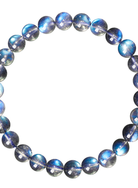 天然蓝月光石手链收藏级灰月光拉长石蓝光清透斯里兰卡单圈手串女