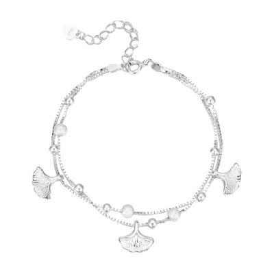 中国白银臻汇银银杏叶足银手链