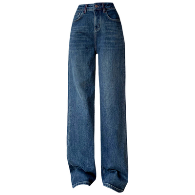 冬季加厚绒保暖窄版女牛仔阔腿裤