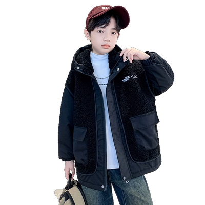 男童外套秋冬装2025新款儿童夹棉风衣洋气中大童加厚毛毛衣冬装潮