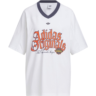 滔搏adidas阿迪达斯三叶草女子V领运动休闲短袖T恤KT3062