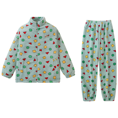 亲嘴猫蜡笔小新珊瑚绒睡衣