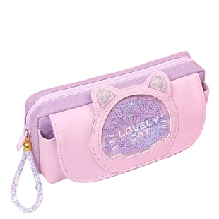 笔袋女生2025新款文具盒女孩款高颜值ins风一年级小学生收纳笔袋简约大容量流沙铅笔盒网红爆款文具袋女孩版