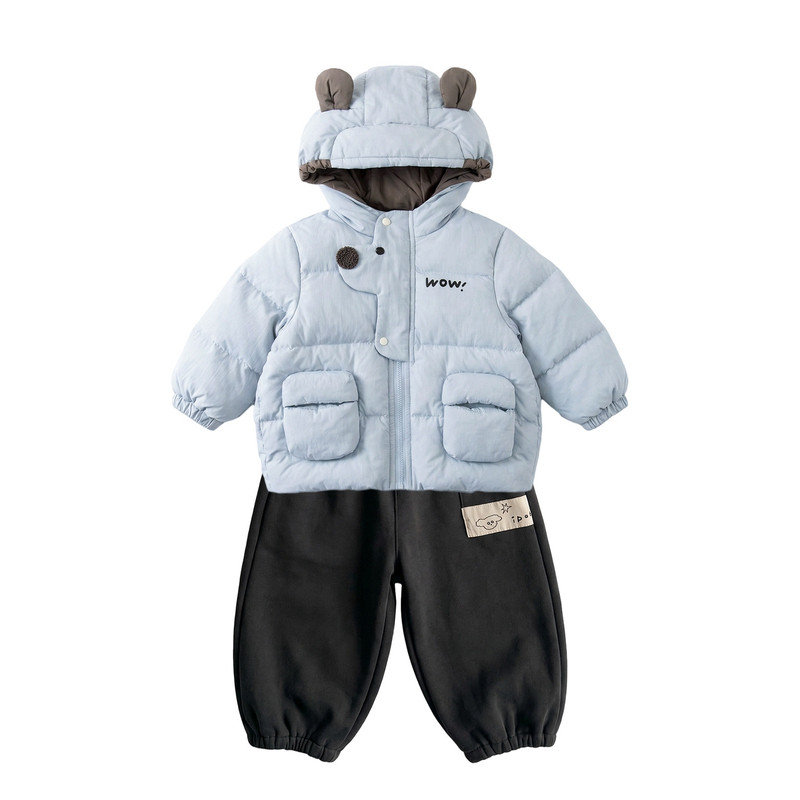 男童冬季90绒可爱连帽耳朵羽绒服