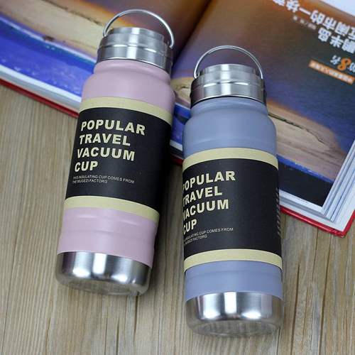 批发304不锈钢双层手提钢盖酷炫保温杯喷塑户外运动水杯礼品杯