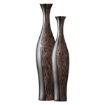 复古轻奢竖高黑色花瓶摆件客厅干花艺术玄关树脂新中式高级感装饰